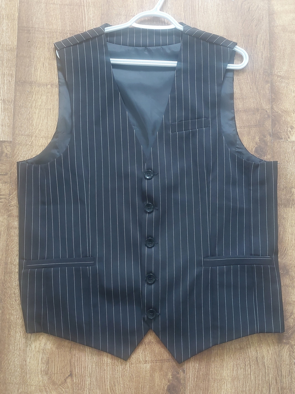 Black Pinstripe Dress Vest Women XL